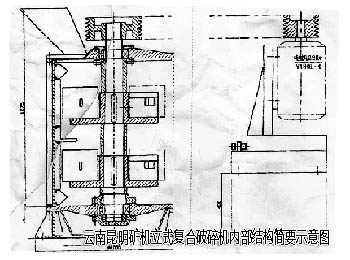 立式復(fù)合破碎機內(nèi)部結(jié)構(gòu)示意圖